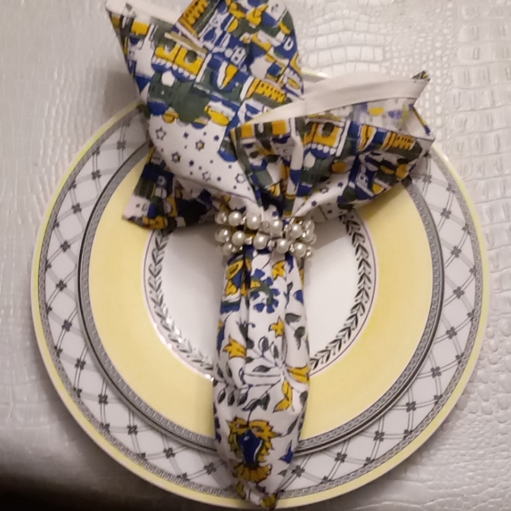 Ten Jerusalem border cloth napkins
